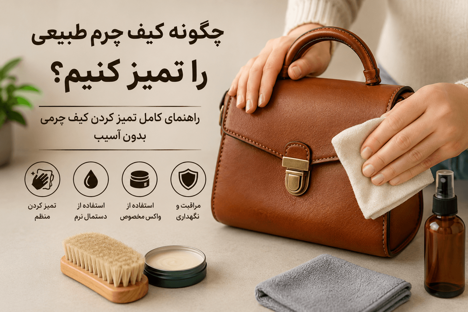 چگونه کیف چرم طبیعی را تمیز کنیم؟ راهنمای کامل تمیز کردن کیف چرمی بدون آسیب