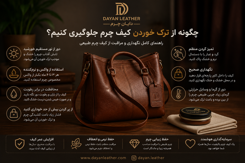 چگونه از ترک خوردن کیف چرم طبیعی جلوگیری کنیم؟ (راهنمای کامل)
