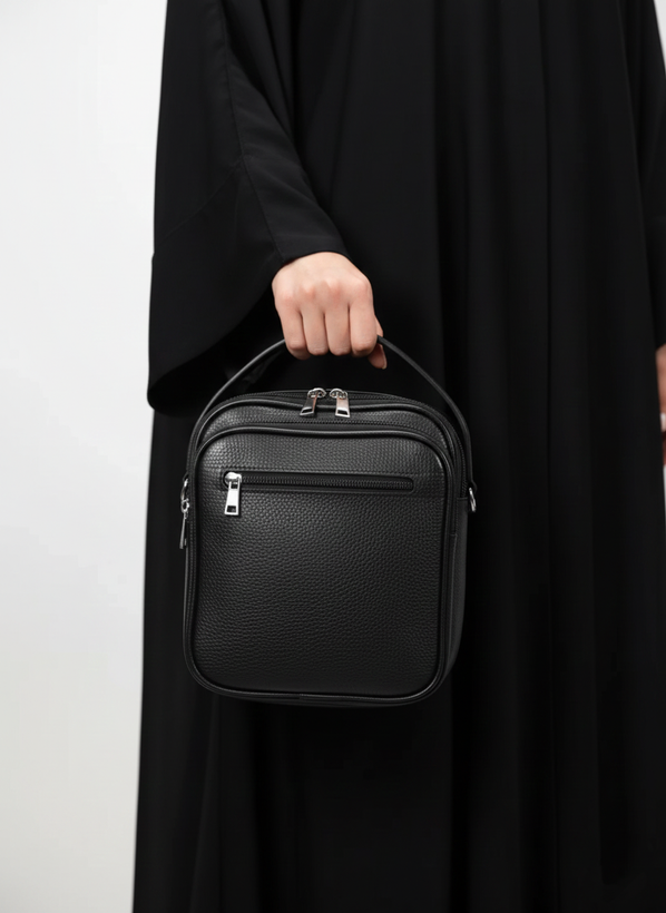 کیف دوشی چرم طبیعی گاوی مدل پرجیب سایز L