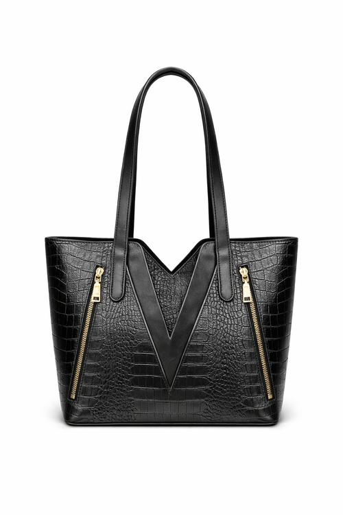 کیف زنانه مشکی مدل شیلا با طراحی رسمی و زیپ فلزی